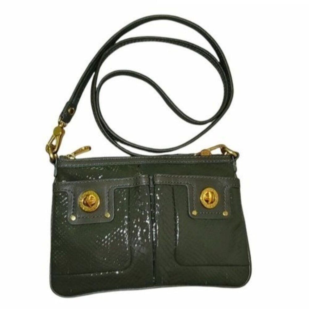 Marc Jacobs Crossbody Bag Gray Satchel Handbag Shoulder Leather WOMAN'S WOMEN'S - Picture 15 of 16